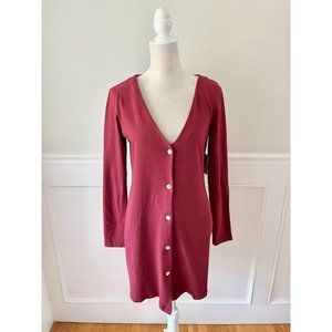 Fordays Organic Cotton Button Front Long Sleeve Dress M